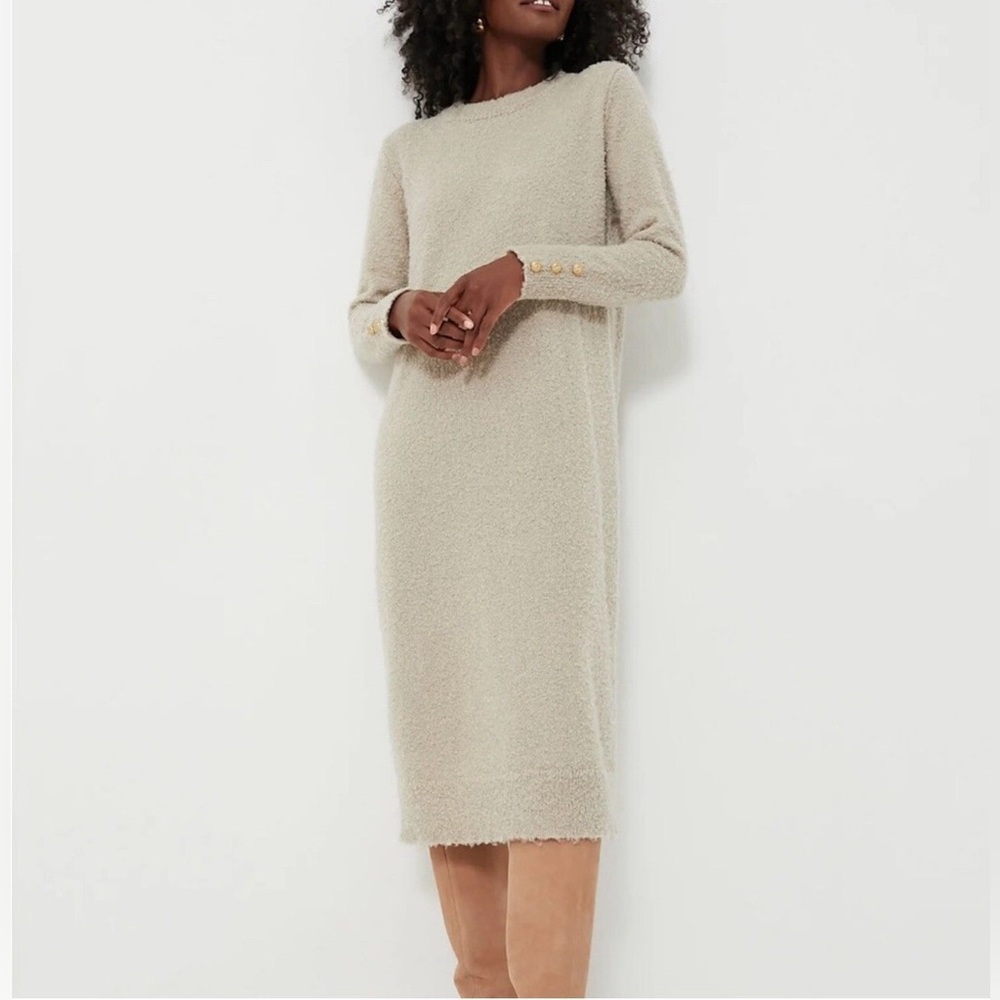 Tuckernuck Long Sleeve Midi Dress – Size L – Boucle , High Neck – like New